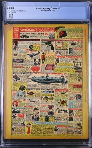 Marvel Mystery Comics  #12 CGC 1.0 - Image 1