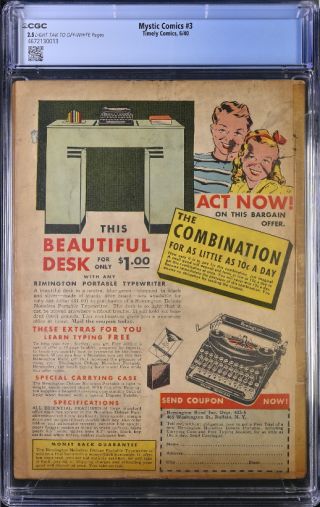 Mystic Comics  #3 CGC 2.5 - Image 1