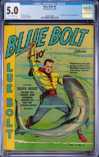 Blue Bolt  #4 CGC 5.0 Shark Cover! - Image 0