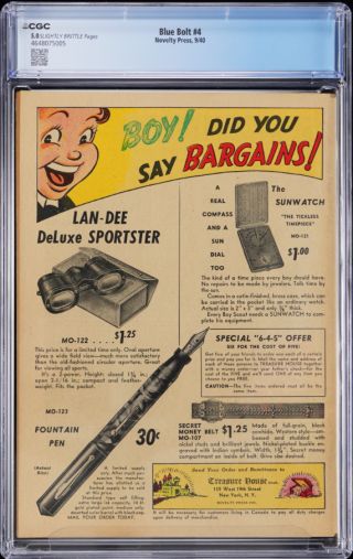 Blue Bolt  #4 CGC 5.0 Shark Cover! - Image 1