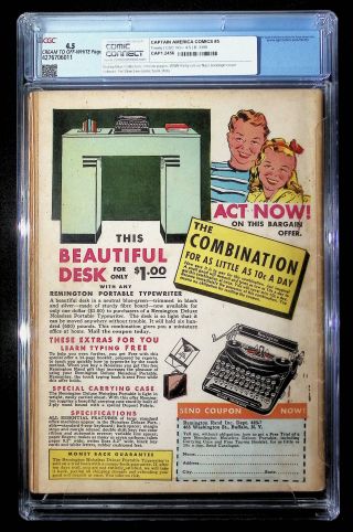 Captain America Comics  #5 CGC 4.5 - Image 1