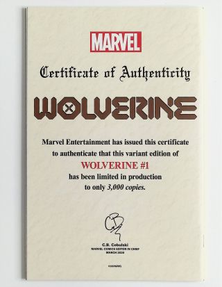Wolverine #1 (C2E2) 959/3000 Signed by Benjamin Percy - Image 1
