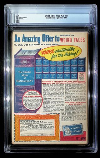 Weird Tales (1923-1985 Popular Fiction) Pulp 1st Series Vol. 35 #5 CGC 3.0 - Image 1