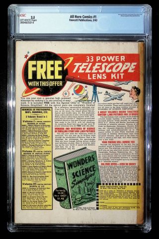 3804605014	All Hero Comics (1943), No. 1, Fawcett Publications	CGC 2.5 - Image 1