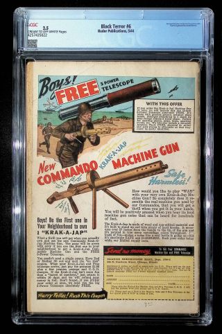 4257435022	Black Terror (1944), No. 6, Better Publ/Standard	CGC 2.5 CROW - Image 1