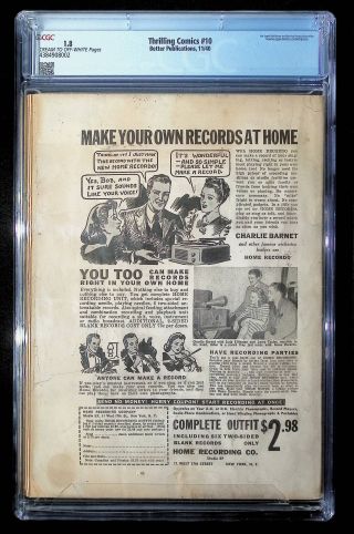 4384908002	Thrilling Comics (1940), No. 10, Better Publ/Nedor/Standard Comics	CGC 1.8 CROW - Image 1