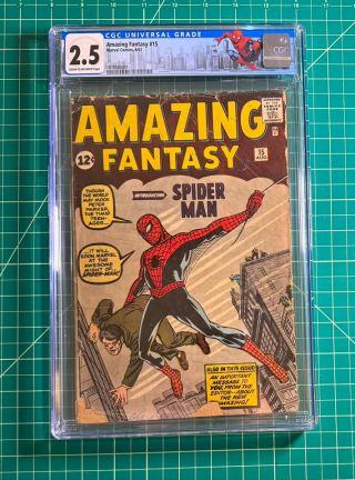 1970580001	Amazing Fantasy 	1962	15	Marvel Comics	CGC	2.5	CROW	First Appearance Spider-man - Custom Label	 - Image 0