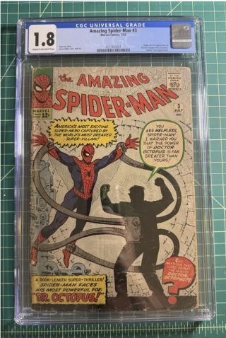 4257435001 Amazing Spider-Man 1963 #3 Marvel Comics CGC 1.8 First Doc Ock App - Image 0