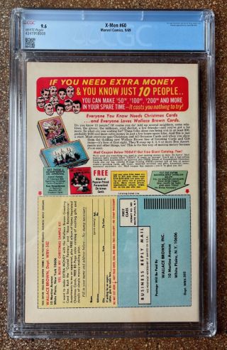 Uncanny X-Men #60 (1963) CGC 9.6 - 1st App SAURON! Neal Adams Cover! White Pages - Image 1