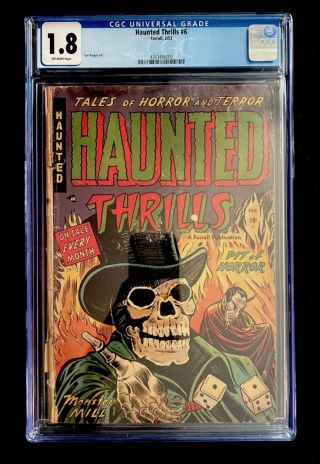 Haunted Thrills #6 (1952) CGC 1.8 - Classic Skull Cover! PCH - Image 0